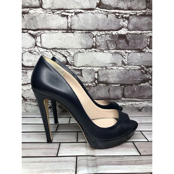Miu Miu Blue Leather Peep Toe Platform Stiletto Heels Women’s Sz 37EU/6.5M US - Picture 3 of 16